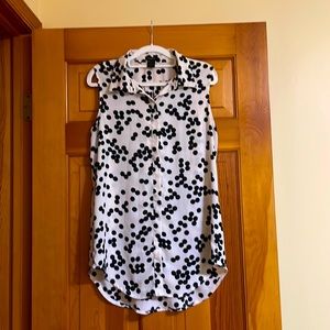 Ann Taylor Tan and Black Polka Dot Button Down Vest Size Large